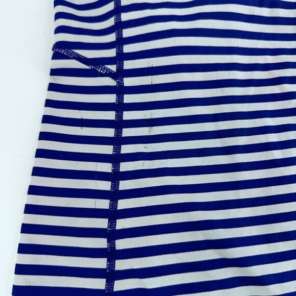 Lululemon Run Stay on Course Striped Blue White Ruched Tank Top Size 4 - Picture 4 of 11